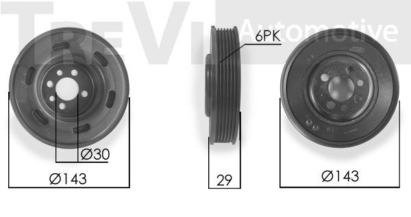 TREVI AUTOMOTIVE Ременный шкив, коленчатый вал PC1175